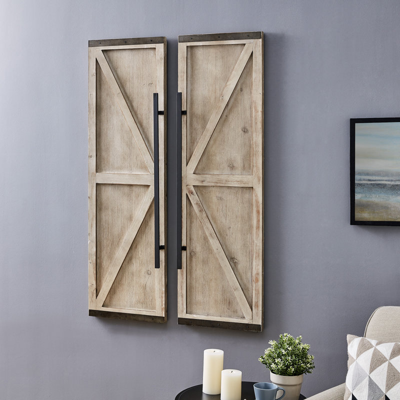 Gracie Oaks 2 Piece Barn Door Wall Décor Set & Reviews Wayfair